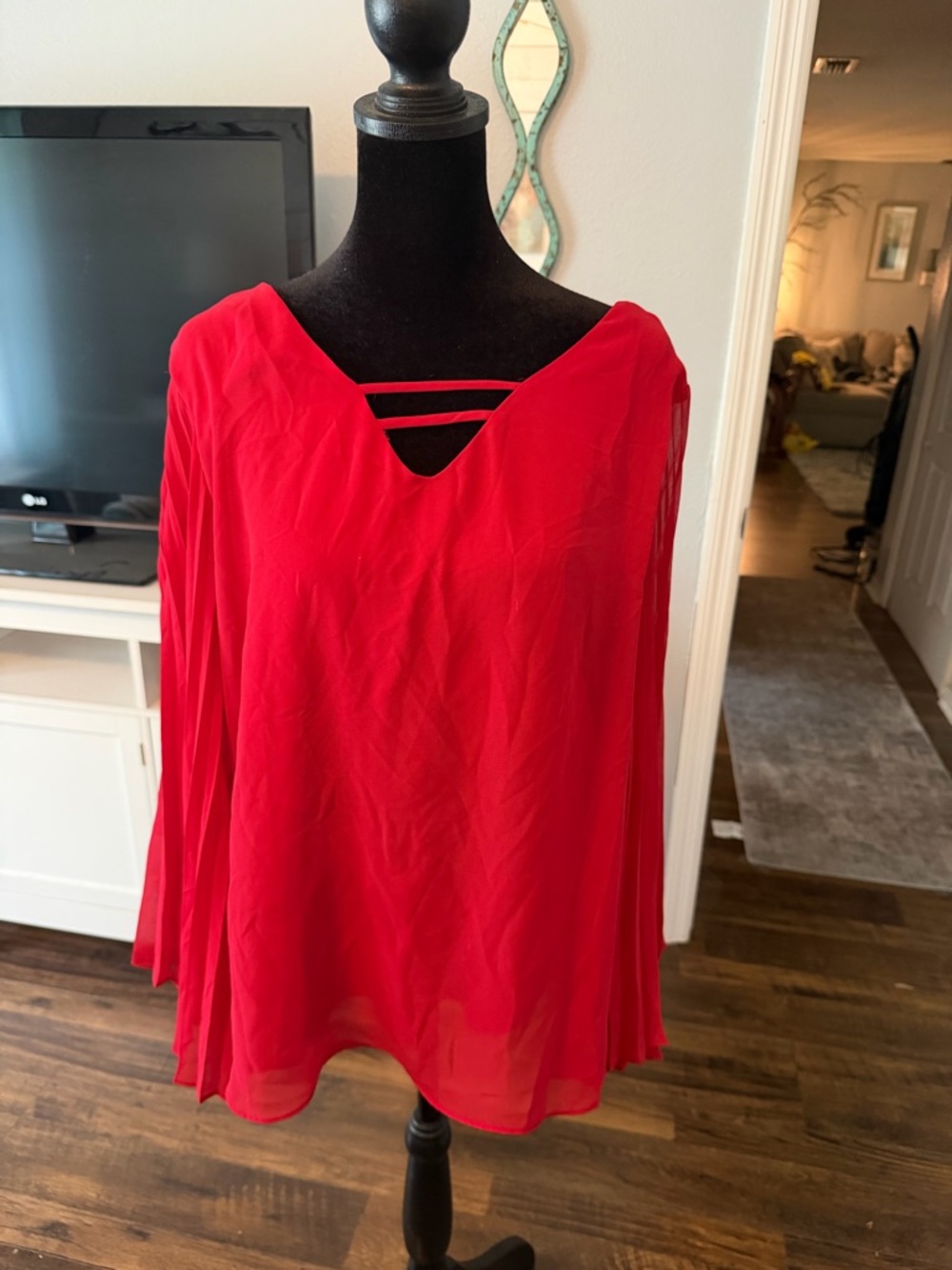 Apt. 9 Red V-Neck Blouse with Double Front Straps